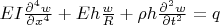 $EI\frac {\partial^4 w} {\partial x^4}+Eh\frac w R +\rho h\frac {\partial^2 w} {\partial t^2}=q$