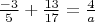 $\frac{-3}{5} +  \frac{13}{17} = \frac{4}{a}$