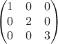 $$\begin{pmatrix}1&0&0\\0&2&0\\0&0&3\end{pmatrix}$$