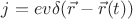 $j = ev\delta (\vec{r}-\vec{r}(t))$