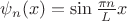 $\psi_n(x)=\sin\frac{\pi n}L x$