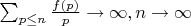$\sum_{p \leq n} \frac {f(p)}{p} \to \infty,n \to \infty$