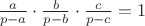 $\frac{a}{p-a}\cdot \frac{b}{p-b}\cdot \frac{c}{p-c}=1$