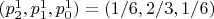$(p_2^1,p_1^1,p_0^1)=(1/6,2/3, 1/6)$