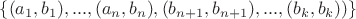 $\{(a_1,b_1),...,(a_n,b_n),(b_{n+1},b_{n+1}),...,(b_k,b_k))\}$