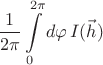 $$ \dfrac{1}{2\pi}\int\limits_{0}^{2\pi}{d\varphi \, I(\vec{h})} $$ $$ \dfrac{1}{2\pi}\int\limits_{0}^{2\pi}{d\varphi \, I(\vec{h})} $$