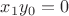 $x_1y_0=0$