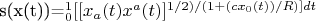 s(x(t))=\Int_{0}^{1} [[x_{a}(t)}{x^{a}(t)]^{1/2)/(1+(c {{x_{0}(t)})/R)]dt