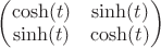 $\begin{pmatrix} \cosh (t) & \sinh(t)\\ \sinh (t) & \cosh(t)\end{pmatrix}$