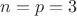 $n=p=3$