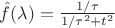 $\hat{f}(\lambda) = \frac{1/\tau}{1/\tau^2 + t^2}$