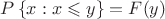 $P \left\lbrace  x: x \leqslant y \right\rbrace = F(y)$