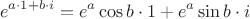 $$e^{a\cdot 1+b\cdot i} = e^a \cos b\cdot 1 + e^a \sin b \cdot i$$