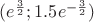 $(e^{\frac{3}{2}};1.5e^{-\frac{3}{2}})$