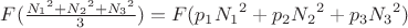 $F(\frac{{N_1}^2+{N_2}^2+{N_3}^2}{3})=F({p_1}{N_1}^2+{p_2}{N_2}^2+{p_3}{N_3}^2)$
