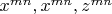 $x^{m n}, x^{m n}, z^{m n}$