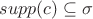 $supp(c)\subseteq\sigma$