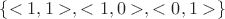 $\left\{<1,1>, <1,0>, <0,1>\right\} $ $\left\{<1,1>, <1,0>, <0,1>\right\} $