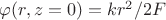 $ \varphi (r,z=0) = kr^2/2F$