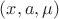 $(x,a, \mu)$
