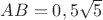 $AB=0,5\sqrt{5}$