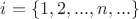$i=\left\{1,2,...,n,...\right\}$