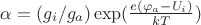 $\alpha=(g_{i}/g_{a})\exp(\frac {e(\varphi_{a}-U_{i})} {kT})$