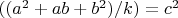 $((a^ 2 + ab + b^ 2)/k)=c^2$