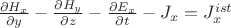 $\frac{\partial H_x}{\partial y}-\frac{\partial H_y}{\partial z}-\frac{\partial E_x}{\partial t}-J_x =J^{ist}_x$