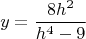 $$y = \frac{{8h^2 }}{{h^4  - 9}}$