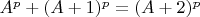 $A^p+(A+1)^p=(A+2)^p$