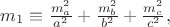 $m_1\equiv\frac{m_a^2}{a^2}+\frac{m_b^2}{b^2}+\frac{m_c^2}{c^2},$