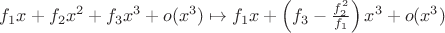 $f_1x+f_2x^2+f_3x^3+o(x^3)\mapsto  f_1x+\left(f_3-\frac{f_2^2}{f_1}\right)x^3+o(x^3)$