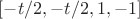 $[-t/2, -t/2, 1, -1]$