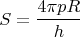 $$S =\frac{4\pi p R}{h}$$