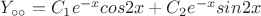 $Y_{ \circ  \circ }=C_1{e^{-x}}cos{2x}+C_2{e^{-x}}sin{2x}$