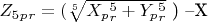 $ Z_5_p_r=($\sqrt[5]{X_p_r^5+Y_p_r^5}$ ) &ndash;X $