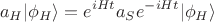 $$a_H|\phi_H\rangle=e^{iHt}a_Se^{-iHt}|\phi_H\rangle$$