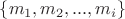 $\{m_1,m_2,...,m_i\}$