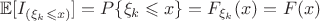 $\mathbb{E}[I_{(\xi_k\leqslant x)}]=P\{\xi_k\leqslant x\}=F_{\xi_k}(x)=F(x)$