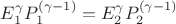 $E_1^\gamma P_1^{(\gamma-1)}=E_2^\gamma P_2^{(\gamma-1)}$