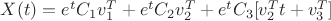 $X(t) = e^t C_1 v_1^T +e^tC_2v_2^T+e^tC_3[v_2^Tt+v_3^T]$