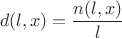 $$d(l,x)=\frac{n(l,x)}{l}$$
