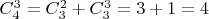 $C_4^3=C_3^2 + C_3^3=3+1=4$