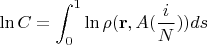 $$\ln C=\int_0^1\ln\rho(\mathbf{r},A(\frac i N))ds$$