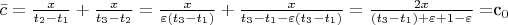 $\bar{c} = \frac{x}{t_2 - t_1} + \frac{x}{t_3 - t_2} = \frac{x}{\varepsilon(t_3 - t_1)} + \frac{x}{t_3 - t_1 - \varepsilon(t_3 - t_1)} = \frac{2x}{(t_3 - t_1) + \varepsilon+1-\varepsilon}} =  $c_0$