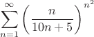 $$\sum_{n=1}^{\infty}\left(\frac n{10n+5}\right)^{n^2}$$