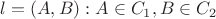 $l=(A,B): A\in C_1, B\in C_2$