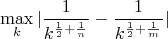 $$\max_k|\frac 1{k^{\frac 12+\frac 1n}}-\frac 1{k^{\frac 12+\frac 1m}}|$$
