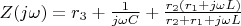 $Z(j\omega)=r_3+\frac {1} {j\omega C}+\frac {r_2(r_1+j\omega L)} {r_2+r_1+j\omega L}$
